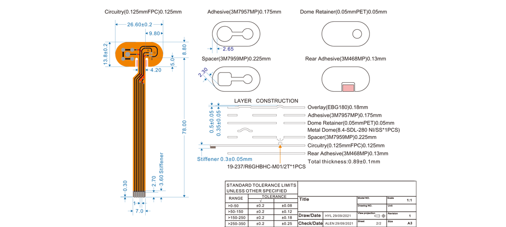 Membrane Keypad Panel Drawing 116-A-2